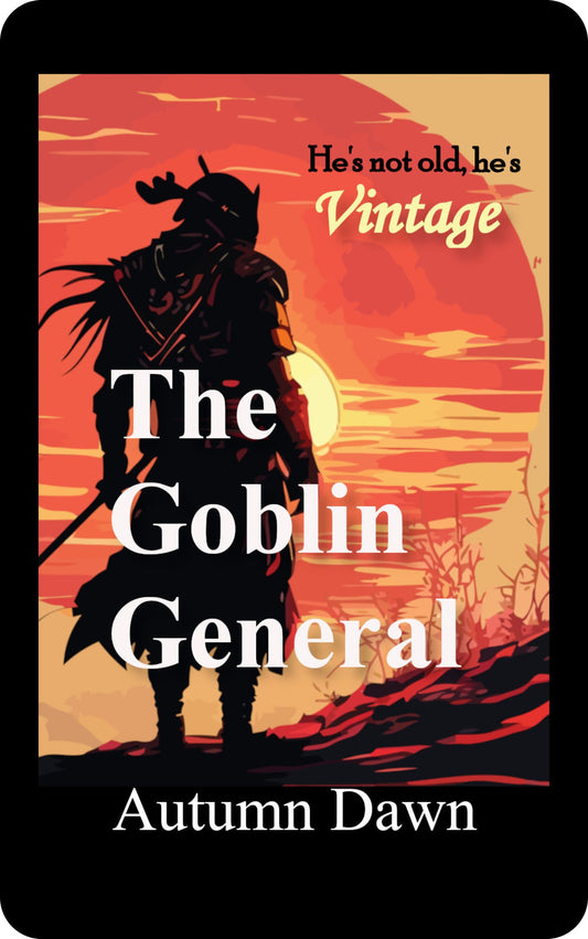 Ebook cover of The Goblin General by Autumn Dawn. Features dark tones, goblin motifs, and fantasy armor—suggests action, danger, and forbidden romance.