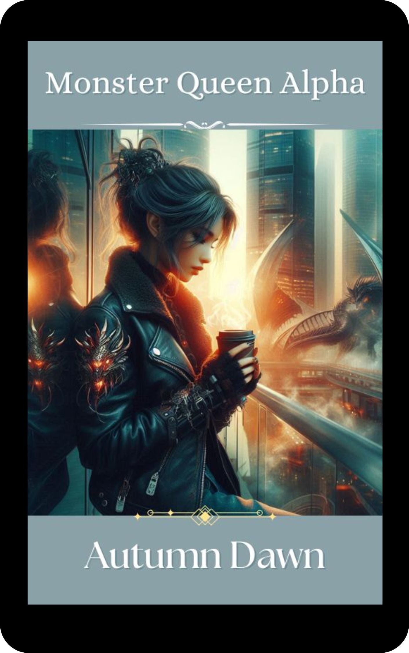 Ebook cover of Monster Hunter Alpha by Autumn Dawn. Fiery backdrop with shadowed figures and dragon—Paranormal romance.